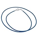Sterling Silver 1.8mm Fine Sky Blue Leather Cord Necklace