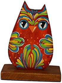 Costa Rican hand painted decorative owl (Red)