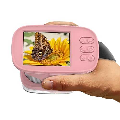 Microscopio per Bambini con Schermo da 2,4", Mini Microscopio Portatile da Tasca 1000X, Giocattolo Educativo STEM per la Scienza – Ideale come Regalo di Natale o Compleanno (Rosa)