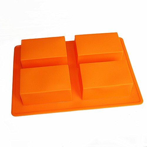 X-Haibei 4-Cavity Plain Basic Rectangle Soap Mold Handsize Silicone Mould for Bath Supply