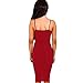 YS.DAMAI Women's Sexy Deep V Neck Sleeveless Spaghetti Strap Bodycon Wrap Dress Front Slit Bandage Midi Club Dress(WineRed,M)