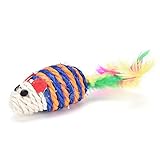 Pet Cat Kitten Feather mice Sisal Rope mouse Rattle Scratcher Toy,Color Random