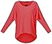 Uget Women's Casual Oversized Baggy Off-Shoulder Shirts Pullover Tops Asia XL Red