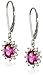 Amazon Essentials Sterling Silver Created Ruby and Created White Sapphire Dangle Earrings, (previously Amazon Collection)