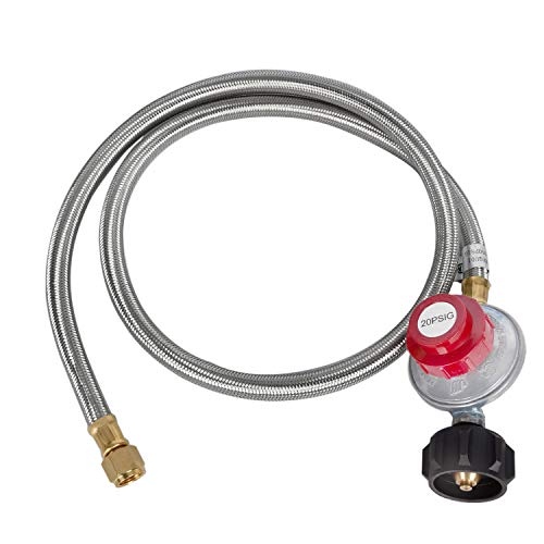 GasSaf 5 Feet Stainless Steel Braided 20 PSI Adjustable Propane