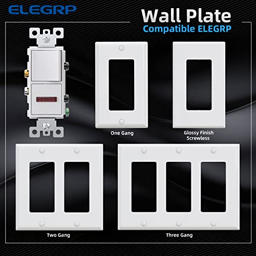 ELEGRP Single Pole Illuminated Light Switch, Lighted Decorator Switch and Pilot Light, 15A, 120V