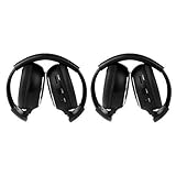Sportsmax 2 Pack of Two Channel Folding Universal Rear Entertainment System Infrared Headphones Wireless IR DVD Player Head Phones for in Car TV Video Audio Listening