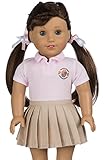 My Genius Dolls CUSTOMIZABLE School Uniform for American Girl Doll | Your Own School Logo | DIY Accessories and Clothes | Fits All 18 inch Dolls like Our Generation, My Life,Packed (Pink)