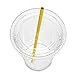 JUMBO Set of 120 16oz Plastic CRYSTAL CLEAR Cups, 120 Flat Lids and 120 Straws - 100% BPA Free - Office/Party Pack Disposable Cups Set for Iced Coffee, Bubble Boba, Smoothie, Tea, Cold Drinks etc