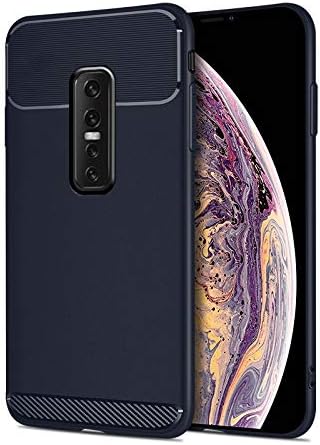 AXRXMA Carbon Fiber Entire Protection Silicone TPU Phone Cover Case for Vivo V17 Pro, Slender Pliable Armor Case, For Vivo V17 Pro Case (Color : Navy)