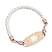 BAIYI Medical Alert ID Bracelet White Leather Cord with Rose Gold Tag Free Engraving for Women 7in