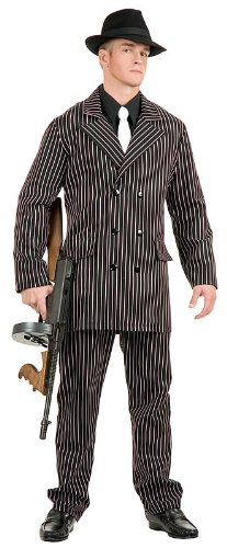 Gangster Costume Black/White Pinstripes