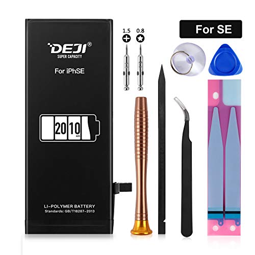 DEJI Battery for iPhone SE, 2010mAh High Capacity Replacement Battery for iPhone SE (Not 5 or 5S), with Professional Repair Tool Kit and Instructions -[2 Year Warranty]