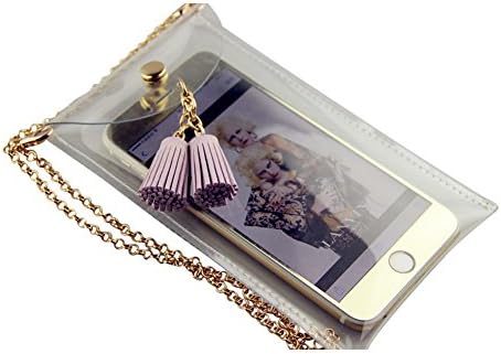 Mogor Clear Cell Phone Purse Tassel Tote Bag Crossbody Bag Passport Coins Candy bag