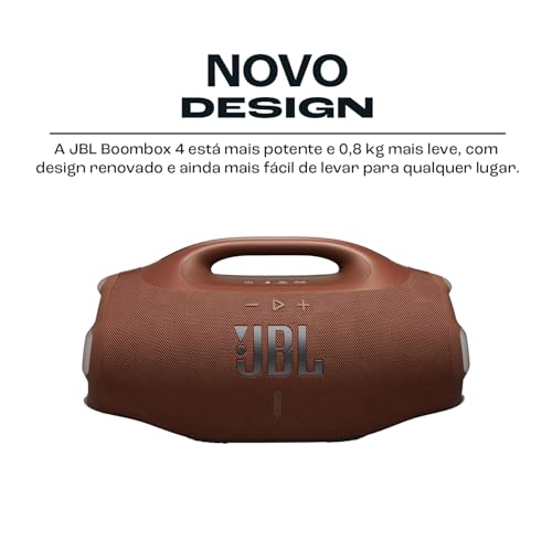 JBL, Caixa de Som, Boombox 4, Bluetooth, Som JBL Pro, AI Sound Boost, Graves Personalizáveis, Bateria de até 34h, IP68, Áudio Lossless – Marrom