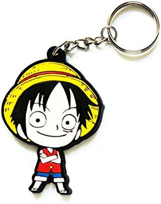One Piece Monkey D Luffy Pop Rubber Key Ring Key Chain Car Motorbike Scooter Motorcycle Racing Logo for Birthday Gift