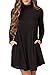 Mulisky Women's Crewneck Long Sleeve Big Pockect Knitted Casual Sweater Dresses