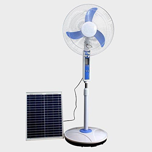 SAYES 16" DC solar fan with LED lighting function (White)