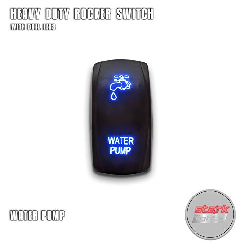 WATER PUMP - Blue - STARK 5-PIN Laser Etched LED Rocker Switch Dual Light - 20A 12V ON/OFF