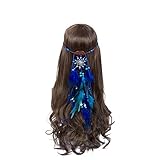 Dreamcatcher Feather Headband Hippie Headdress - AWAYTR New Retro Bohemian Indain Style Feather Headwear Native American Headband Fancy Headpieces (Deep blue)
