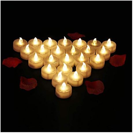 GLAMOURIC Led Tea Lights LED Candles, Flickering flameless Tea Lights for Halloween Merry Christmas Festivals House Wedding Anniversary Party Decoration (24 Packs, Batteries Included)
