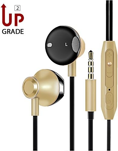 Headphones,AoLiPlus Runner Headsets 3.5mm Metal Housing Sport Earphones with Mic &amp; Sweatproof - Wired Bass Stereo Earbuds with Apple iOS and Android Compatible Microphone(Gold)