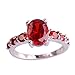 Emsione 925 Silver Plated Oval Created Garnet Promise Eternity Women's Band Rings Color Red Size 6