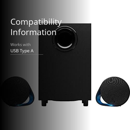 Logitech G560 PC Gaming Speaker System with 7.1 DTS:X Ultra Surround Sound, Game based LIGHTSYNC RGB, Two Speakers and Subwoofer, Bluetooth, USB, Immersive Gaming Experience - Black
