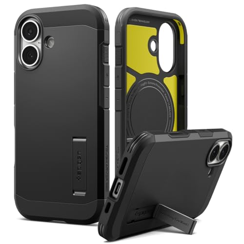 Spigen Tough Armor T MagFit designed for iPhone 17 case cover [MagSafe compatible] with [Capacitive Camera Control Button] and Kickstand - Black