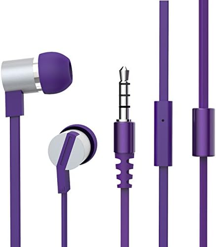 [High Resolution] Maxrock Setero Cellphone Earbuds, In-ear Super Light Headphone with Mic,3.5mm Universial Jack Plug (Purple)