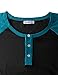 H2H Man's Unique Color Blocked 3/4 Sleeve Henley Baseball Jersey Knit T Shirt BLACKPEACOCK US L/Asia XL (CMTTS0174)