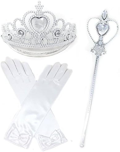 Princess Dress up Party Accessories - 3 Piece Gift Set: Gloves, Tiara and Wand (Clear)
