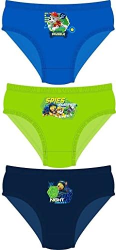 Undercover Ltd Boys 100% Cotton Paw Patrol Briefs Blue, Green, Black Age 4-5
