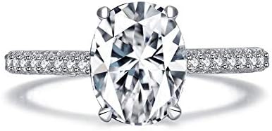 AINUOSHI Exquisite Oval Cut 2ct Cubic Zirconia Simulated Diamond 925 Sterling Silver Engagement Wedding Rings for Women