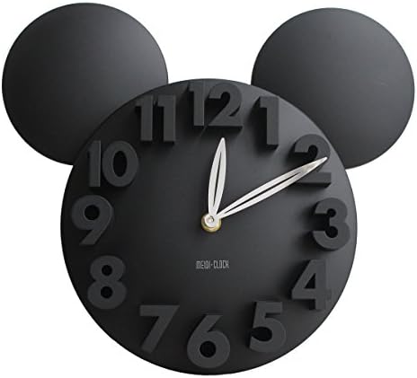 Home Meidi Digit 3D Wall Clock Decor with Big Round Modern Mouse Design, Black Large