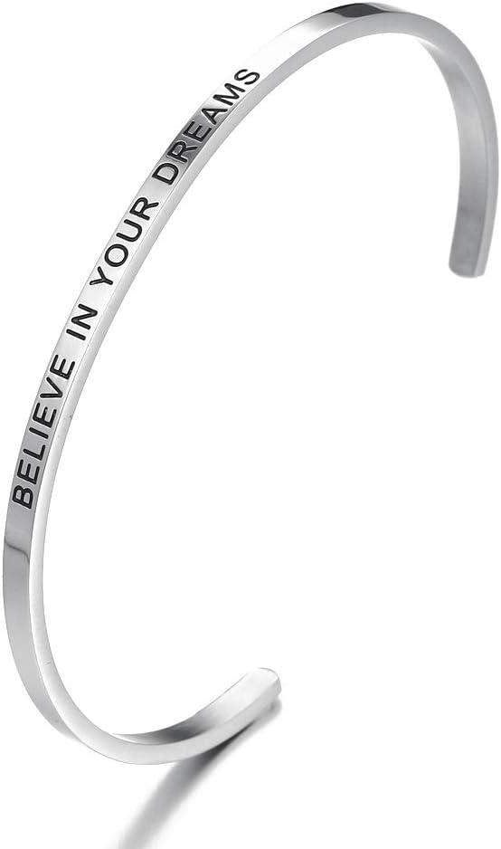 HAQUIL Cuff Bracelet ''Believe in Your Dreams'' Cuff Bangle Bracelet for Women for Girls