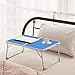 Foldable Laptop Table Lapdesk, RAINBEAN Breakfast Bed Tray, Portable Mini Picnic Desk, Notebook Stand Read Book Holder for Couch Floor, Folding in Half w’ Inner Storage Space, Aluminum Alloy Leg-Bluethumb 1