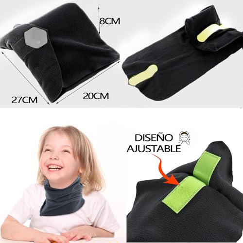 VXMBNB Almohada de Viaje,Protección del Cuello,Almohada de Viaje para el Cuello,Ajustable,compacta,Adecuado para hogar,Oficina, Viajes de Larga distanciaetc. (Negro)