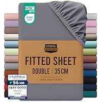 Utopia Bedding Fitted Sheet Double, Grey - Deep Pocket 14 inch (35 cm) - Easy Care - OEKO-TEX Certified - Soft Brushed Microfibre Fabric - Shrinkage and Fade Resistant - Bottom Sheet