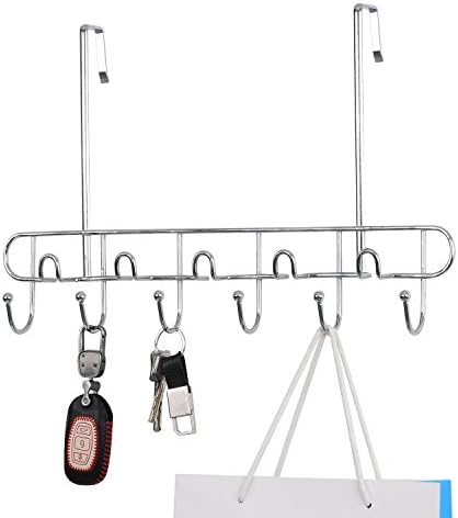 Houzl Over The Door 11 Hook Organizer Rack, Silver