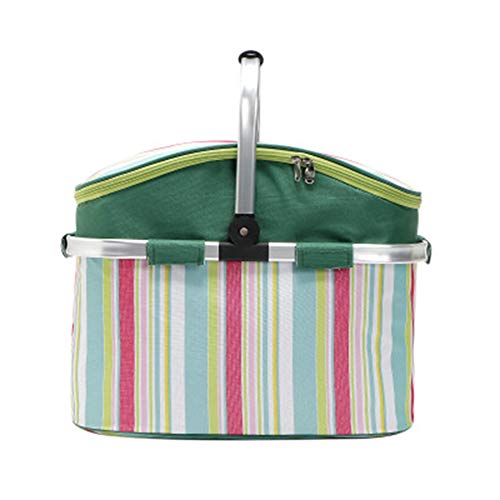 AILELAN Picnic Basket, 26L Large Size Insulated Picnic Basket - BBQ Meat Drinks Cooler Bag - Folding Collapsible Cooler Basket for Family Vacations Parties Outdoor Travel, Keep Food Cold Storage - Thumbnail 3