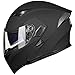 ILM Motorcycle Dual Visor Flip up Modular Full Face Helmet DOT 6 Colors Model 902 (S, Matte Black)