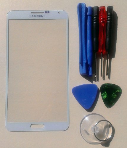 White Samsung Galaxy Note 3 N9000 Replacement Front Screen Glass Lens &amp; Tool Kit