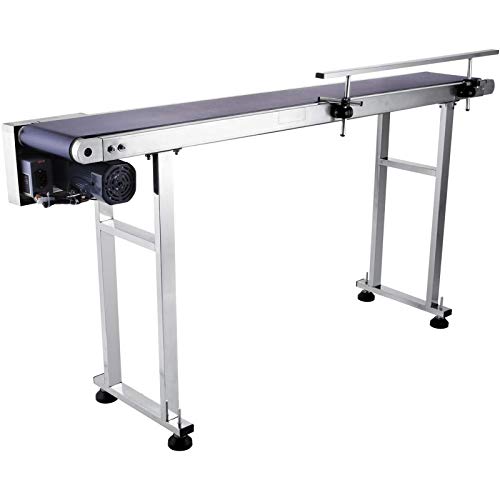 OrangeA Belt Conveyor 59 x 7.8 in Adjustable Conveyor Table 0-82 ft per min Conveyor Belt Stainless Steel Motorized Anti-Static PVC Belt with Single Guardrail - Thumbnail 6