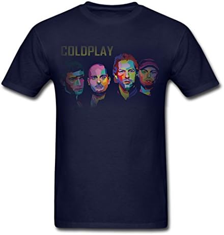 ZMJS Men's Coldplay Band A Head Full of Dreams Tour Navy T Shirt L