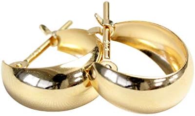 Jewelry Excerente K18 Hoop Earrings, 0.2 x 0.4 inches (5 x 10 mm), Moon Earrings, Back Earrings, Base Metal Earrings, Hoop, Yellow Gold