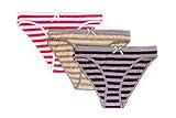 Nabtos Women Sexy Cotton Bikini Stripes Underwear Panties (Pack of 3) (Medium/6, Purple Stripes)