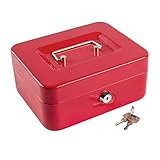 Kyodoled Medium Cash Box with Money Tray,Small Safe Lock Box with Key,Cash Drawer,7.87