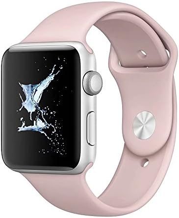 Smart Watch Band,Soft Silicone Wristband Sport Strap Replacement Band for iWatch Series 1 Series 2, Series 3, Sport, Edition 38mm S/M Pink Sand