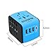 [Upgraded] Universal Travel Adapter International Power Adapters European Adapter, 3 USB & Type C Charger, All in One Adapter Wall Charger for US UK AUS EU Asia Phone/Laptop 150+Countries, Blue